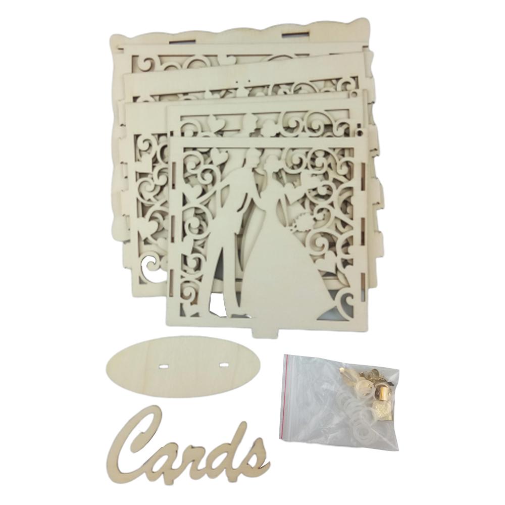 Деревянный Свадебный Конверт Подарочная Коробка Карты Полый Цветочный Узор Пригласительный Билет DIY Коробка Свадебные Принадлежности