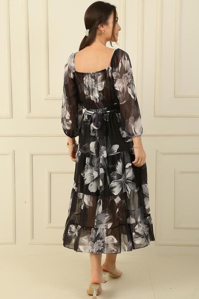 Двубортное шифоновое платье Madonna с подкладкой и крестиком с цветочным принтом