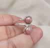 Rhodochrosite Ring: 925 Sterling Silver Double Stone Adjustable Ring, Love & Healing