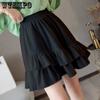 Шифоновая женская юбка с рюшами Высокая талия Юбка-трапеция Торт Пышная юбка Сплошной цвет Эластичная талия Сексуальная милая офисная леди Опрятный стиль Весна-лето