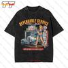 Dependable Service Vintage Oversized T-Shirt Route 66 Hot Rod Full Garage Men'S Z8P6