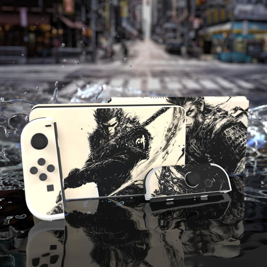 PlayVital Full Set of Protective Stickers Compatible with OLED Custom Vinyl Sticker Skin Seals Compatible with Switch OLED Console Dock Grip Models, &