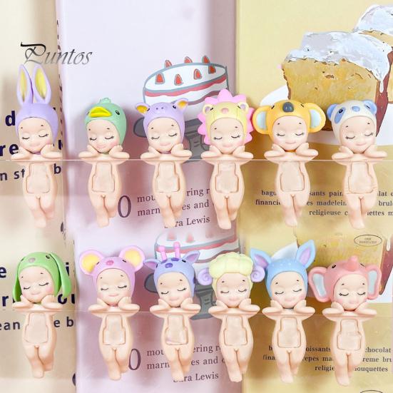 12 шт., держащая подбородок ангела, кукла, фрукт, головной убор, животное, фигурка ангела, ПВХ, мультяшная фигурка ангела, книжная полка, настольное украшение, орнамент