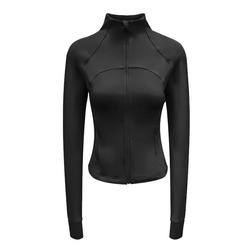 Womens Slim Fit Long Sleeve Yoga Top Winter Workout Jacket Pure Color