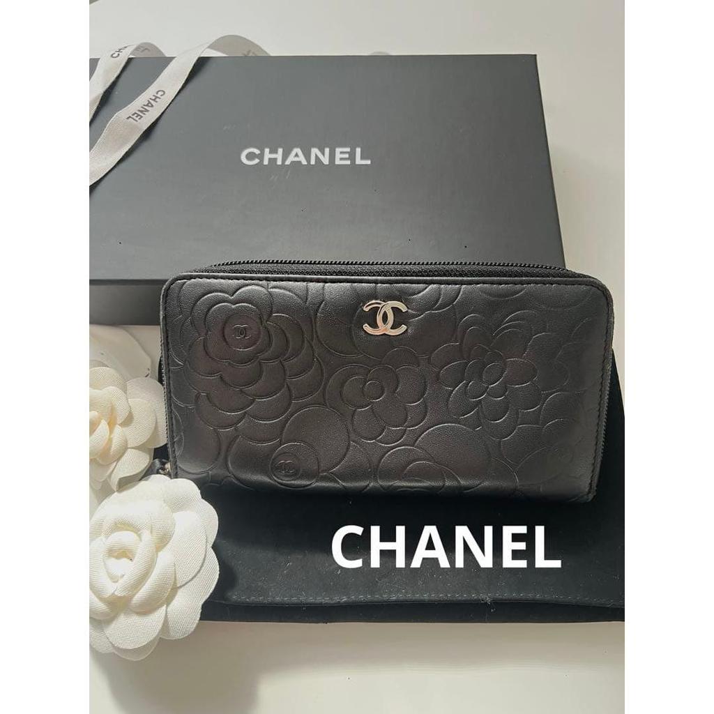 Used 【CHANEL】Rare Camellia Long Wallet Round Zipper
