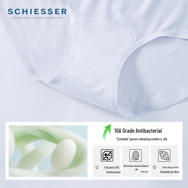 Schiesser Women's Seamless Modal Mid-Waist Briefs 3-Pack (Apricot, Light Blue, Light Gray)