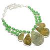 Prehnite Rough, Chalcedony Handmade 925 Sterling Silver Necklace 18" B2W23