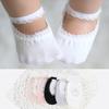 1 Pair Girl Socks Solid Color Breathable Elastic Baby Girl Lace Crew Socks for Summer