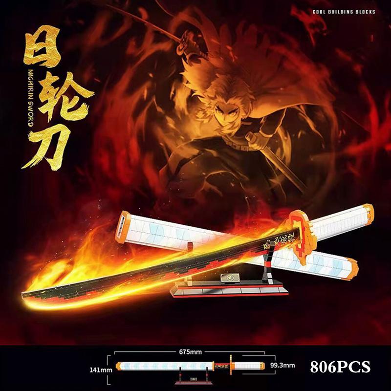 Demon Slayer Onemoc Piece Katana Luminous Sword Building Blocks Diy Model Educational Toy Assembly Weapon Toy Brick For Children