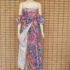 Sexy Printed Midi Maxi Dress Womens Off Shoulder Wrap Front Flowy