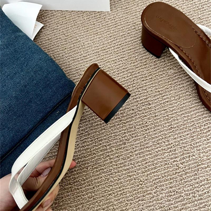 Модные женские шлепанцы на квадратном каблуке с открытым носком, удобные мягкие сандалии-слайды с квадратным носком, модная простая нескользящая женская обувь для отпуска и пляжа
