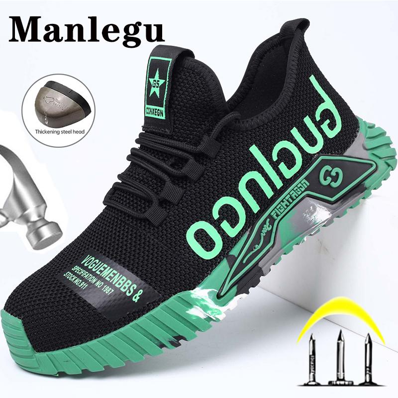 Lightweight Men Safety Shoes With Steel Toe Cap Work Sneakers Men Women Work Shoes Breathable Puncture-Proof Work Safety Boots Men Safety Footwear