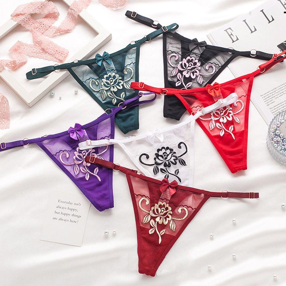 Girls Low waist Intimates Women  T-back Seamless  Briefs Ladies Bandage Thongs Lace Bow Panties