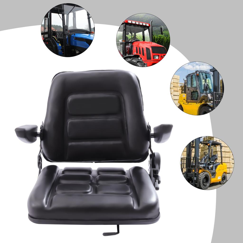 Universal Forklift Seat Adjustable Backrest PVC Ergonomic Tractor Excavator Truck Replacement Comfort Chair with Sliders
