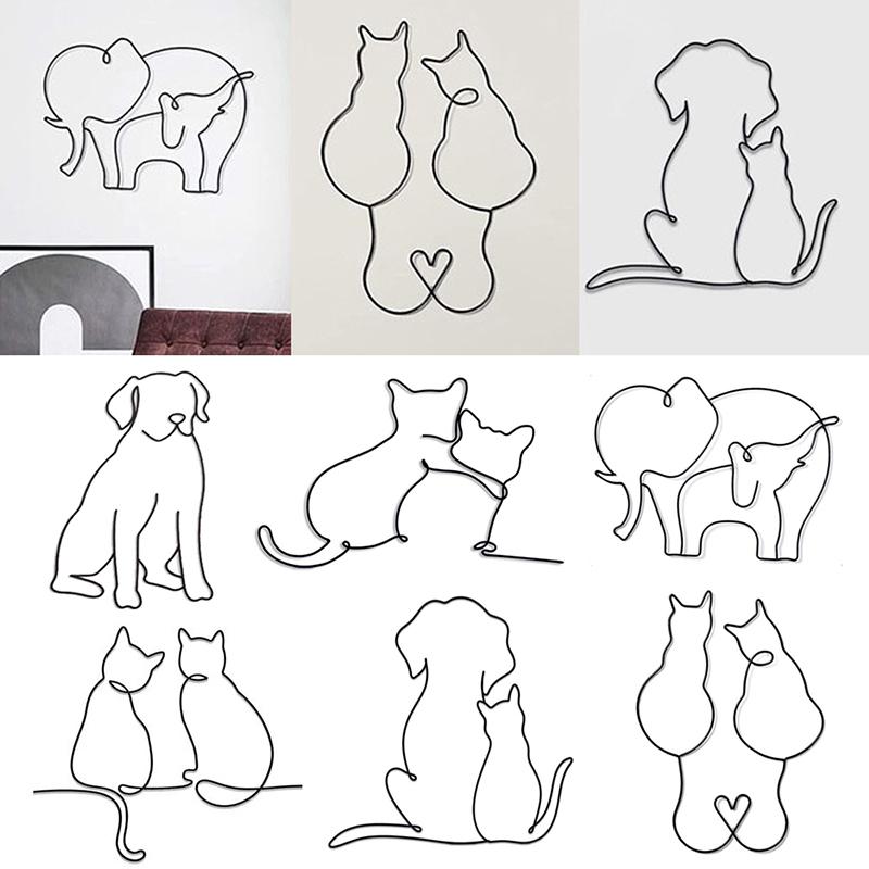 Nordic Abstract Line Art Декоративная настенная вешалка с изображением животных из железа, металлическая настенная подвеска, украшения