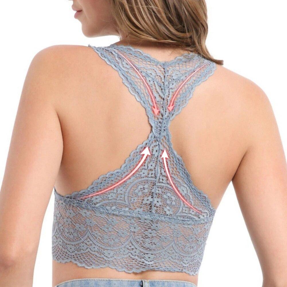 Женский комфортный бюстгальтер с пряжкой спереди, бесшовный жилет, кружевной бюстгальтер, красивое нижнее белье большого размера сзади, регулируемый спортивный дышащий бюстгальтер