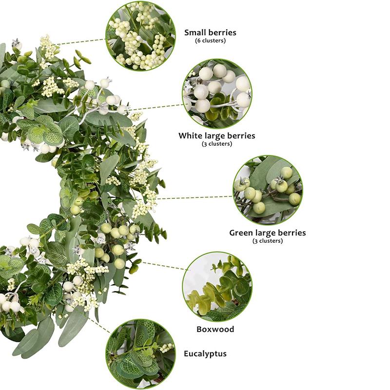 1 шт. Дизайн «Дыхание юности» Для помещений С ягодами Домашний подвесной декор Праздничный декор Искусственный венок из зелени Для улицы 25 см