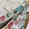 Large Floral Canvas Handbag with Shoulder Straps for Commuters and Students
