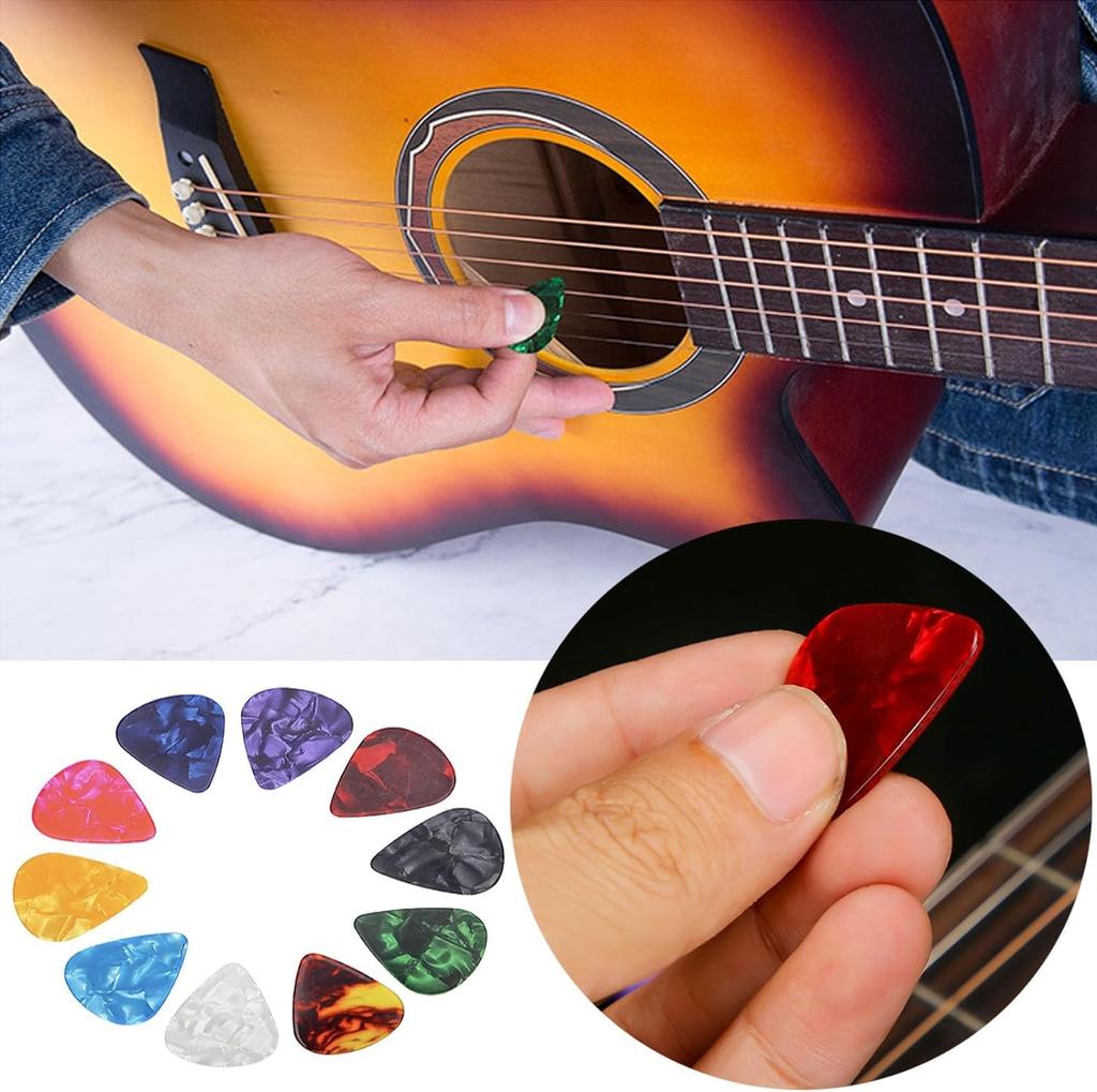 Набор из 12 медиаторов, по 4 вида каждой толщины, цветной, цветной, цветной, случайный цвет 0,46 мм 0,71 мм 0,96 мм 1,2 мм