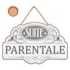 [R3375] - Wooden Plaque 'Parental Suite' Gray - 20x13 Cm