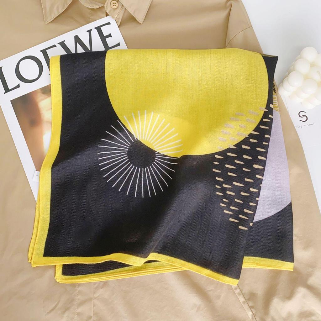 Korean Style Silk Square Scarf with Butterfly & Flower Print - Women's Fashion Accessory, Neck Tie, or Hair Scarf - Ideal Mother's Day Gift