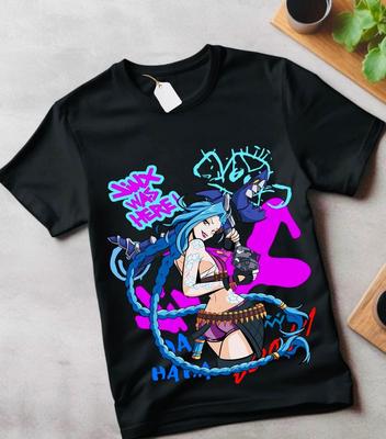 Футболка Jinx Arcane Футболка с японским аниме-мультфильмом Jinx Arcane в подарок