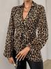 Рубашка с леопардовым принтом, с пересекающимися элементами, V-образным вырезом и длинным рукавом - Новинка весенне-осенней моды