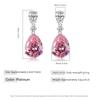 Серьги из стерлингового серебра 925 пробы, компактные, с розовым цирконом в форме капли, подарок на день рождения, юбилей, вечеринку