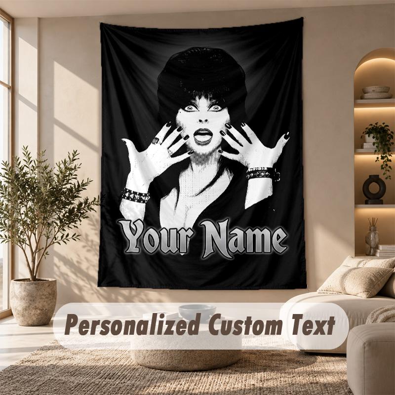 Tapestry Custom Name Text, Wall Hanging Tapestry Home Room DecorElvira Mistress of the Dark