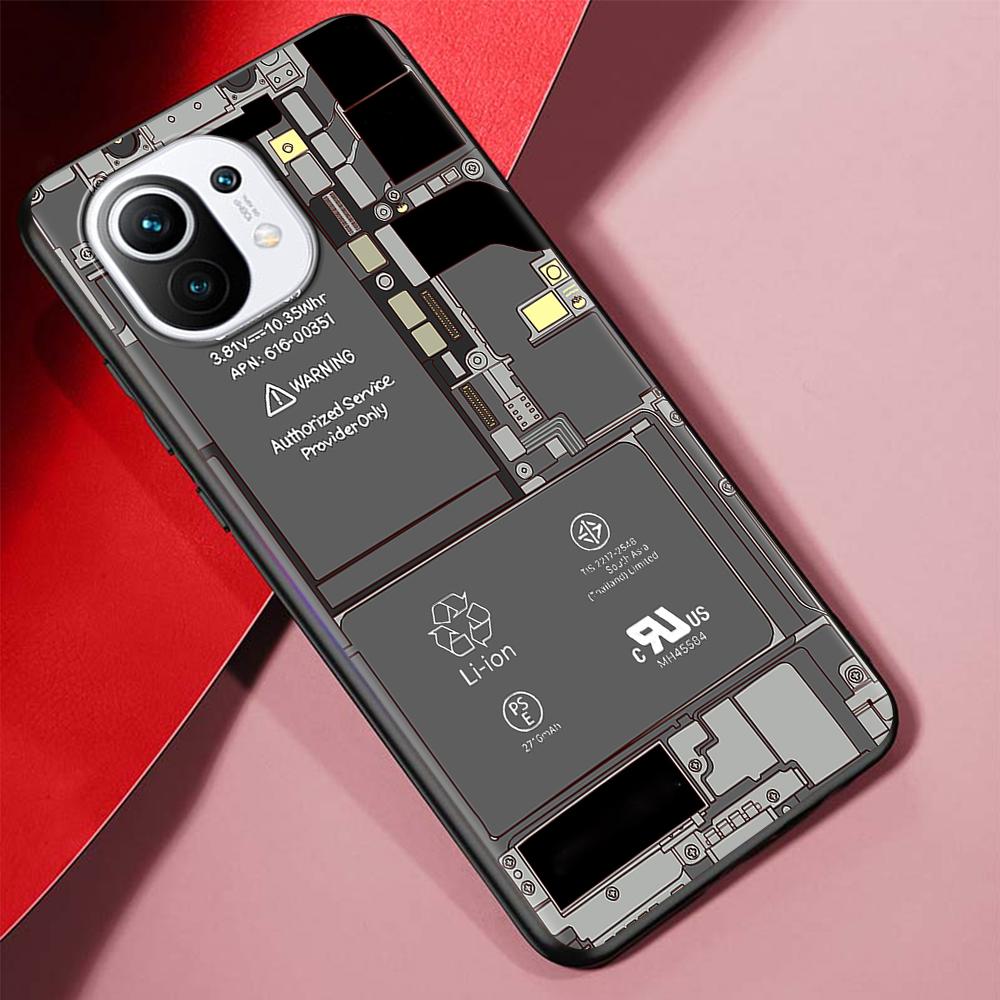 Чехол для материнской платы для Xiaomi Mi 11 Ultra 11T 12 10T 9T Pro 12X Note 10 9 8 Lite A3 CC9E 10S, черный мягкий чехол для телефона