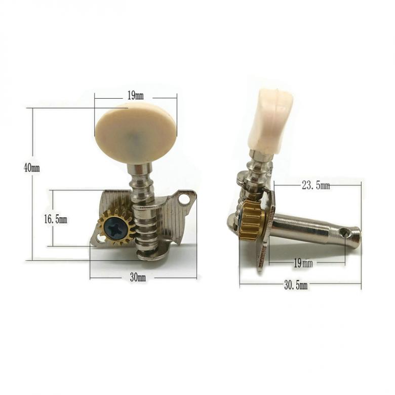 4Pcs Ukulele White Tuning Pegs 2R+2L Steel Machine Heads Tuners for 21 / 23 / 26 Inch Ukulele