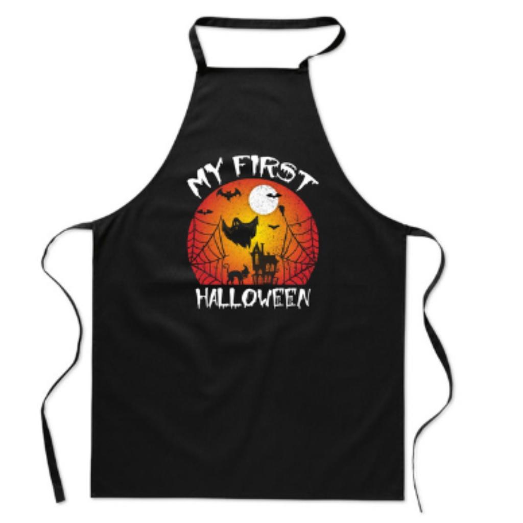 Kitchen apron with print MY first halloween Bat Scary Funny