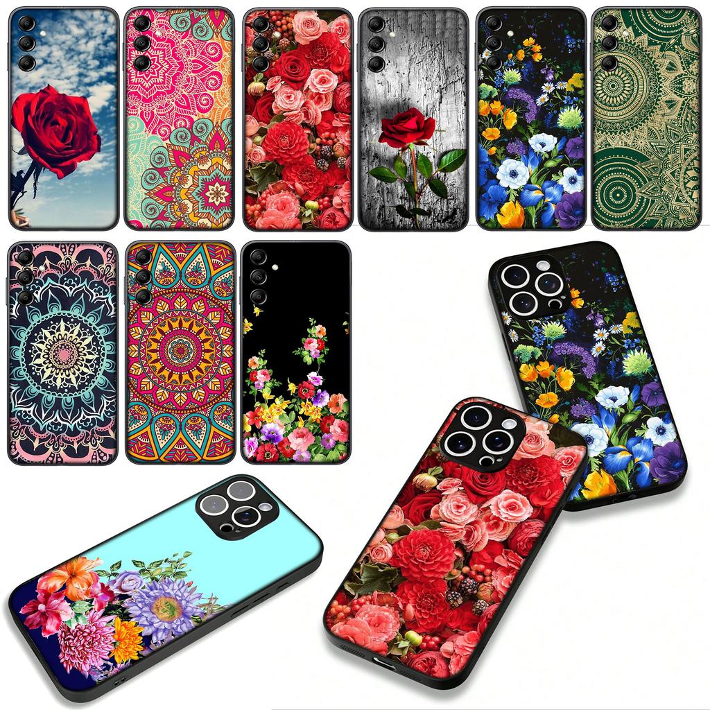 Floral Paisley Mandala Flower Texture Rose Case for Motorola Moto G54 G05 G24 G75 G85 G15 G86 Power Edge 50 30 Fusion neo Pro
