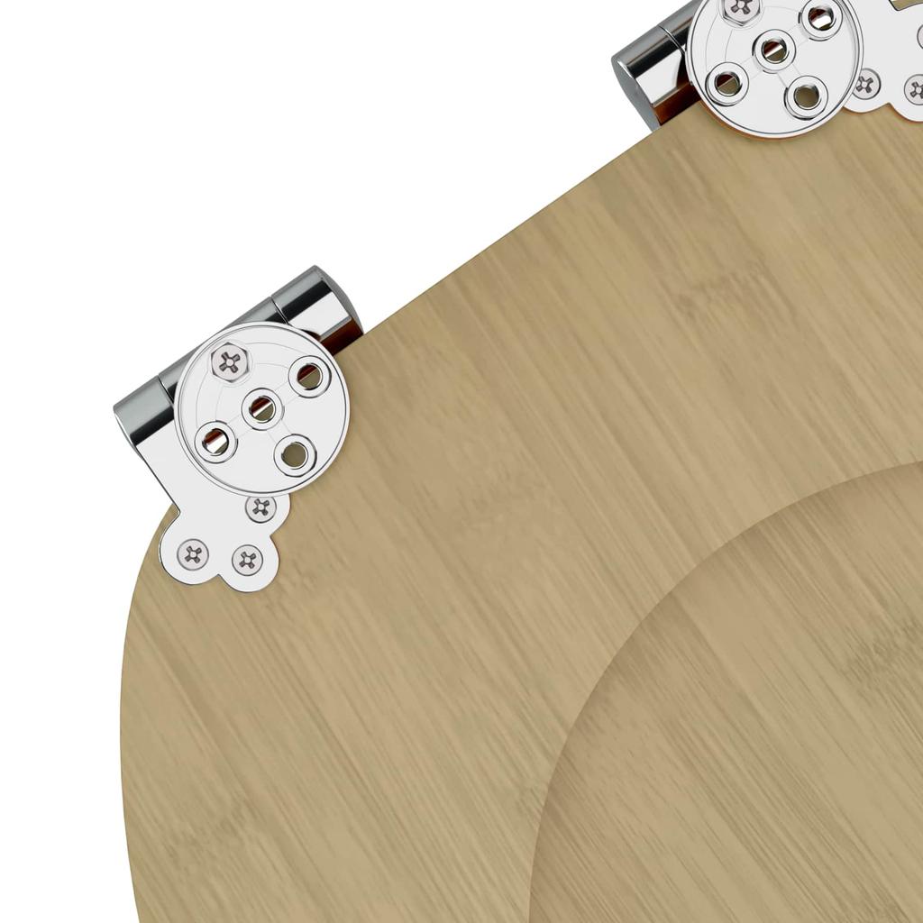 Soft Close Toilet Seat Light Bamboo Tone 44 x 38 cm