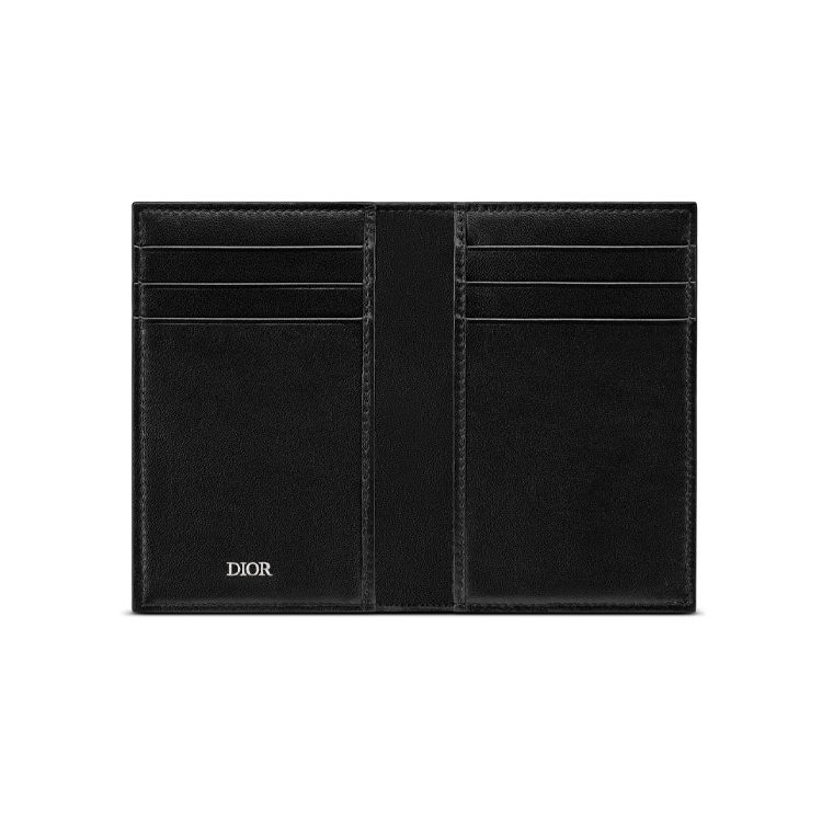 Dior Embroidered Classic Monogram Print Long Two-Fold Canvas Bag Card Holder Wallet Men Wallet Black 2ESCH138YSE_H05E