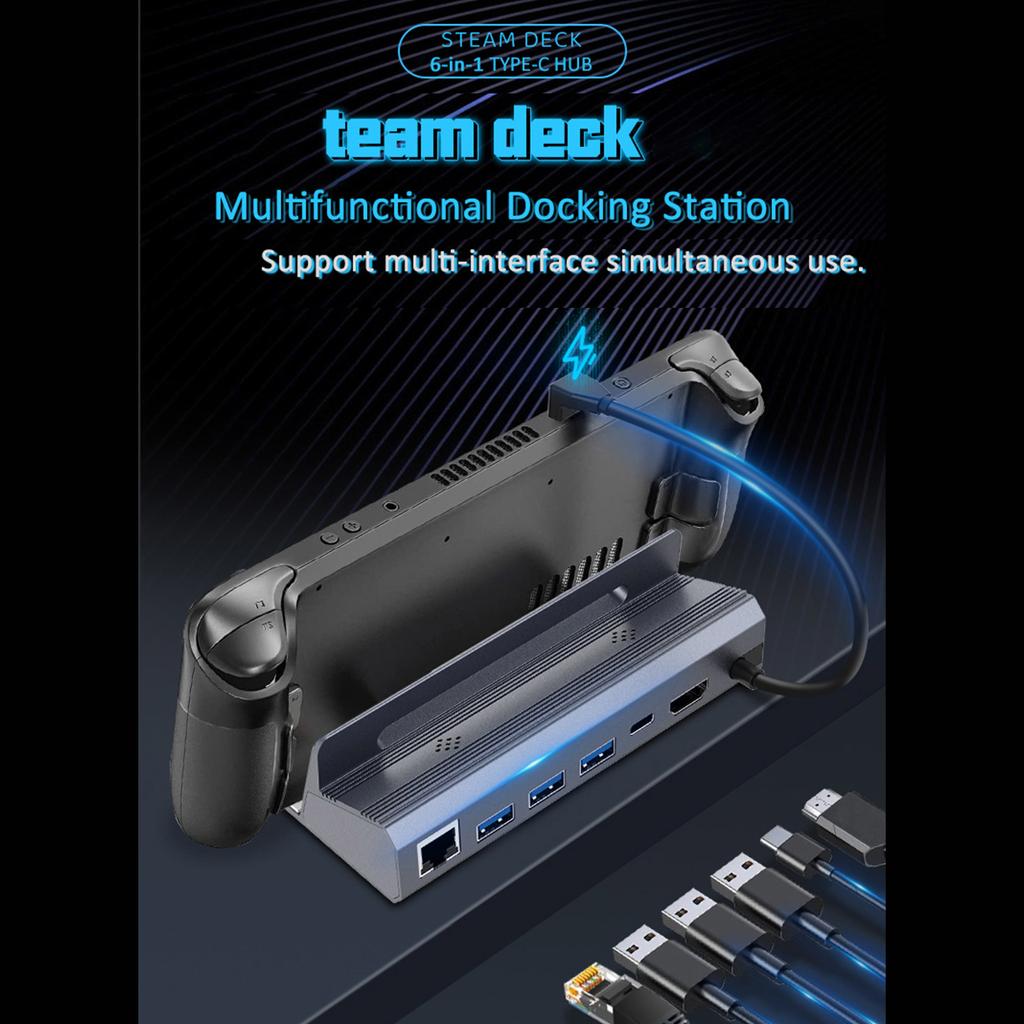Док-станция для Steam Deck, подставка для телевизора, держатель-концентратор, док-станция USB C к RJ45 Ethernet, 4K, 60 Гц, HDMI для док-станции Steam Deck