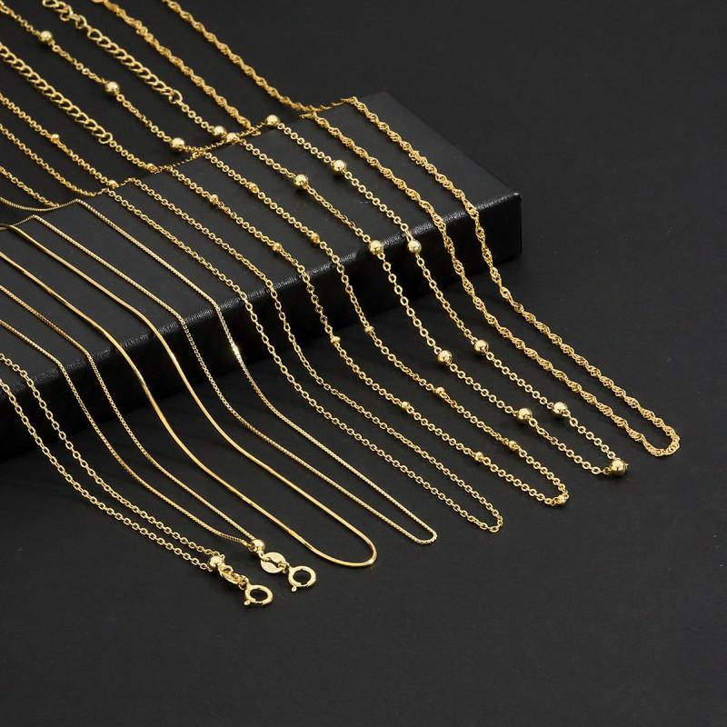 Womens Gold Plated Chain Necklace Thin Adjustable Basic Choker Everyday Wear