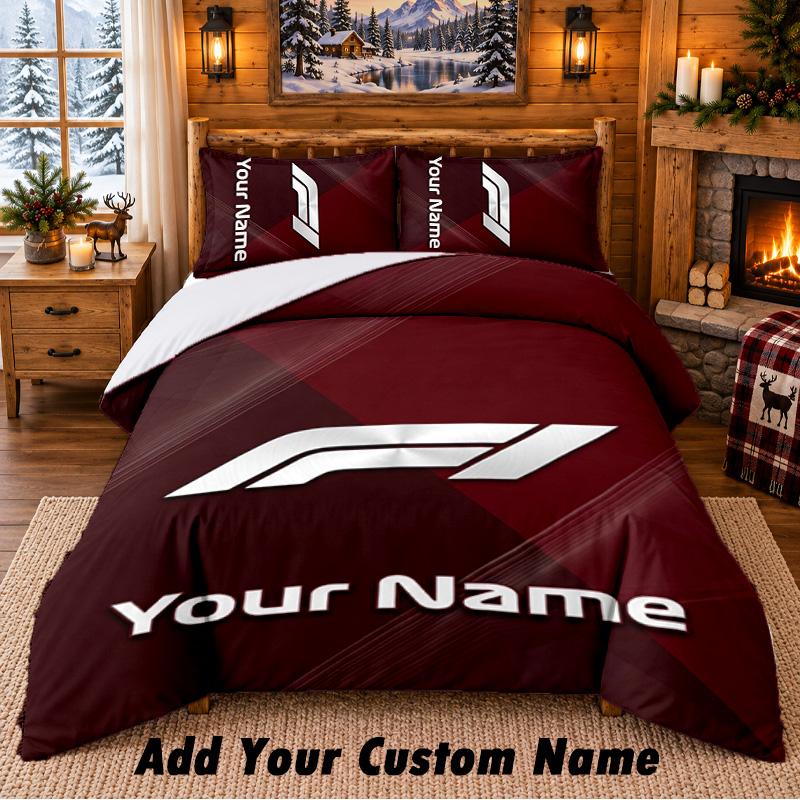 F1 Pattern Bedding 3Pcs Set Custom Name, Bed Sheet And Pillowcases For Home Bedroom