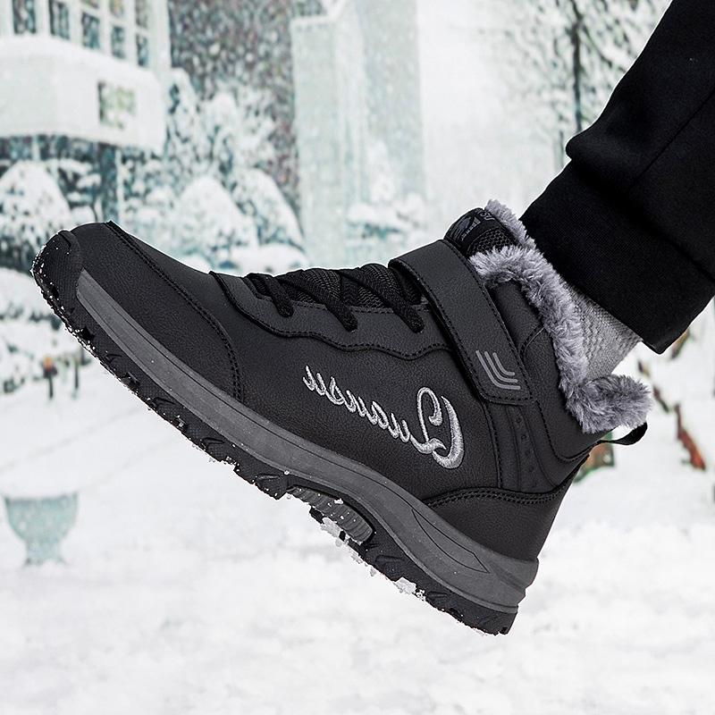 Зимние ботинки для мужчин, водонепроницаемые, со шнуровкой, кожаные, теплые, зимние, ботильоны, женские, нескользящие, рабочие, высокие, повседневные ботинки