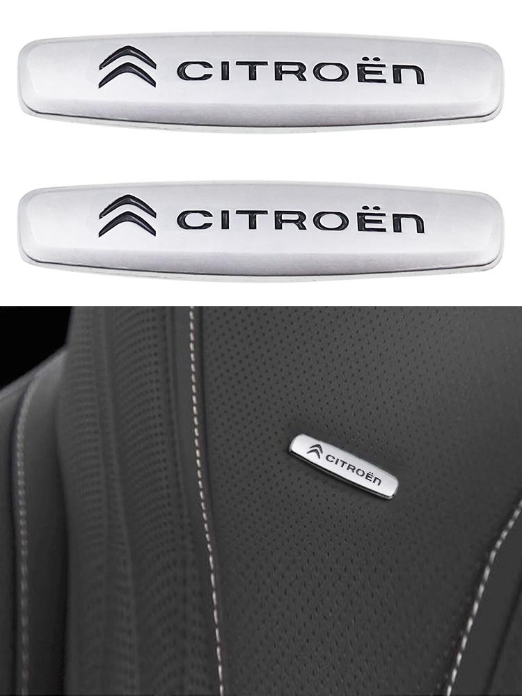 AEG3 2pcs/1pair Citroen 3D metal Car seat Emblem Car Internal Clips Console Decoration Badge Sticker Car Emblem Accessories