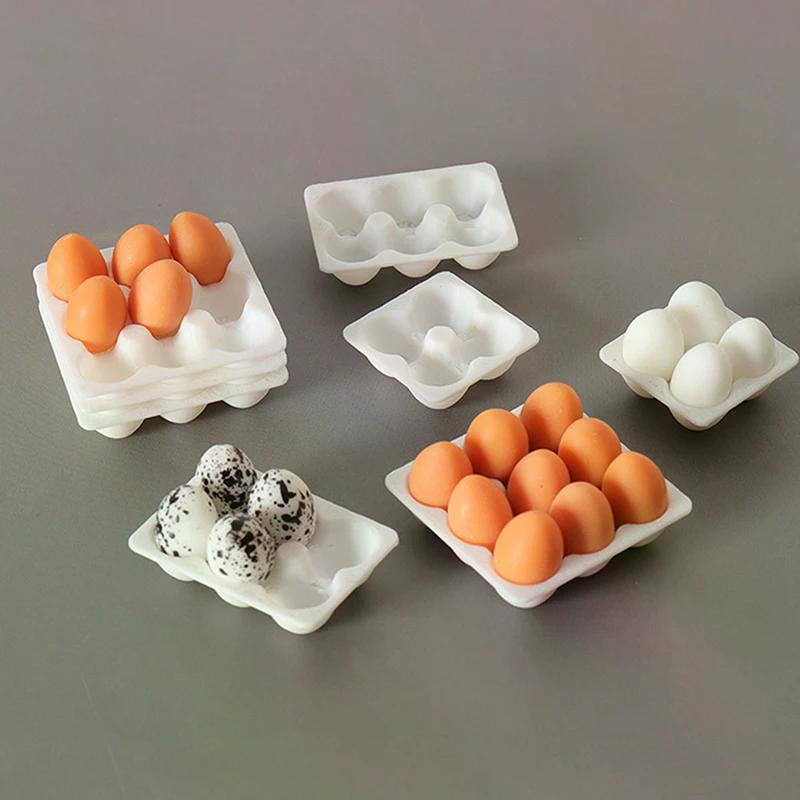 1/12 Миниатюрный лоток для яиц из кукольного домика, модель коробки для яиц, кукольный домик, кухня, яйца, пищевое украшение, аксессуары для декора сцены жизни кукольного домика