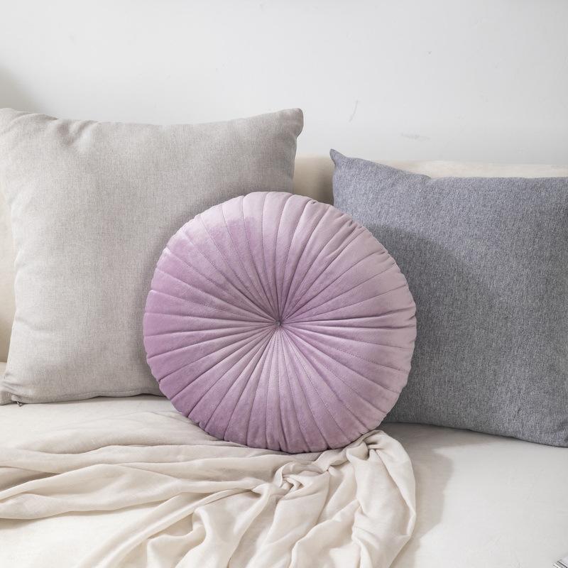 Скандинавская стеганая подушка-плед в форме тыквы - Однотонная круглая подушка для гостиной и эркерного окна