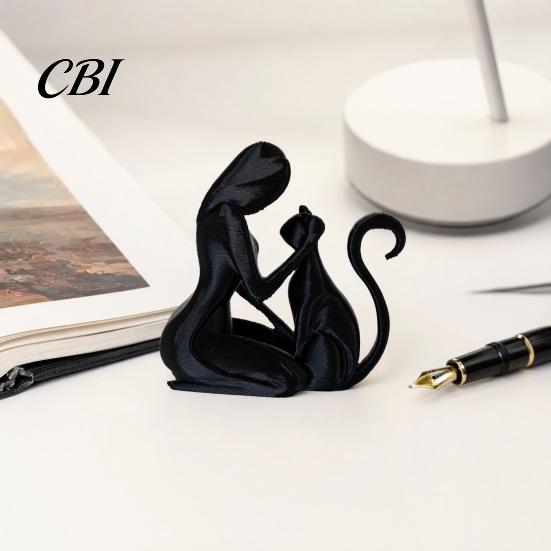 Цельная фигурка, 3D-печатная скульптура, Цельная настольная фигурка, Абстрактный устойчивый скульптурный декор, Женщина Кошка, Арт-украшение для дома, Подарок