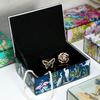 Элегантный painted glass шкатулка для украшений Уникальный стеклянный сундук для украшений Просторный контейнер с картинами для серег браслетов