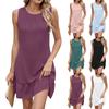 Модное однотонное платье без рукавов с круглым вырезом и шнуровкой для женщин