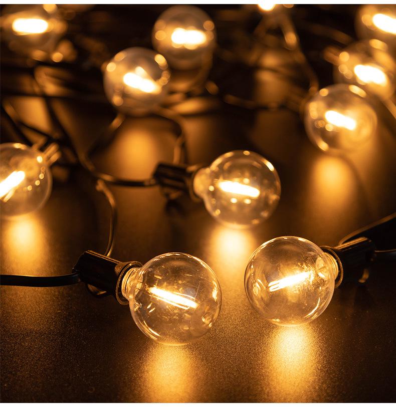 Пластиковые лампочки G40: Рождественское украшение, круглые шары, европейский и американский стандарт, 110-220 В, гирлянда с 25 запасными лампочками.