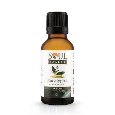 Эфирное масло эвкалипта Soul Valley Pure and Natural, 30 мл. Идеально подходит для ароматерапии, диффузоров и создания косметических средств своими руками.