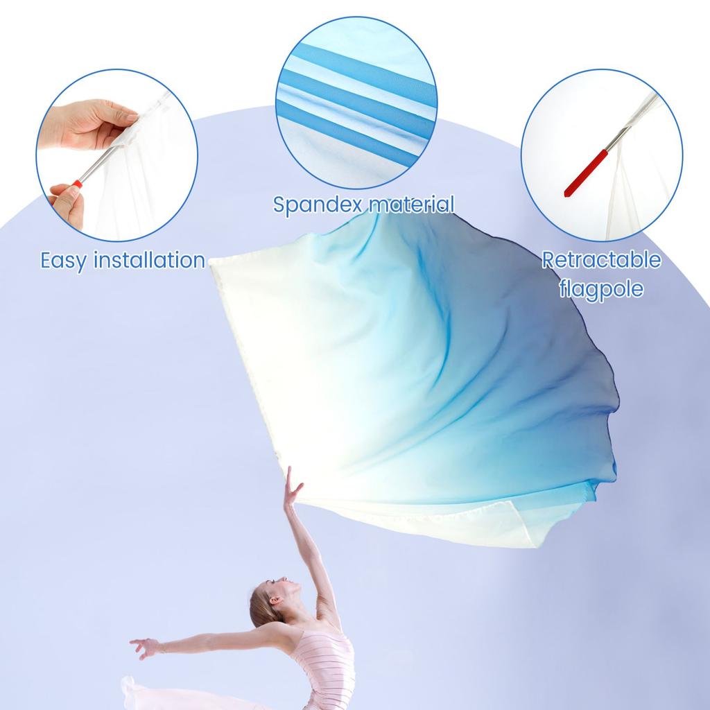 2 шт. 55" Флаги для танца хвалы и поклонения, с раздвижной штангой, полукруглый флаг "Крыло ангела" для поклонения, для церковных танцевальных выступлений