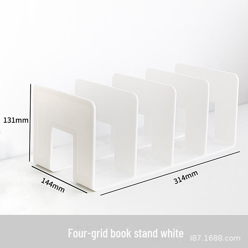 Книжная полка из разноцветного акрила с четырьмя колоннами: Прозрачная стойка для хранения офисных и студенческих настольных принадлежностей