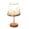 Small Table Lamp USB Bedside Nightstand Lamp Fabric Wooden Table Lamp for Bedroom Living Room